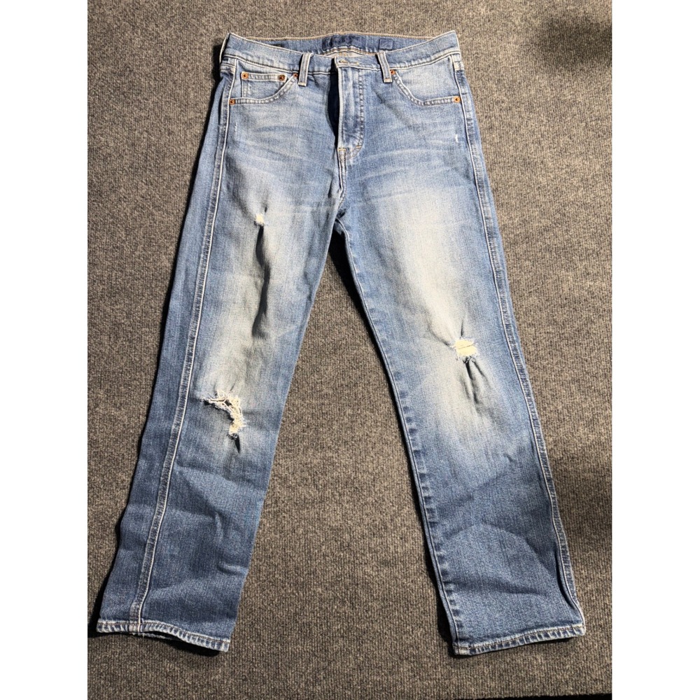 Lucky Brand Authentic Straight Crop Jeans 2/26Blue Distressed7W14550 Brownsville
